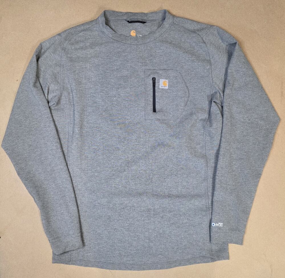 Carhartt Force Long Sleeve Pocket T Shirt Large Tall LT Relaxed Fit Gray